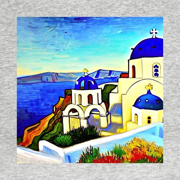 Santorini - Van Gogh Style by Crestern